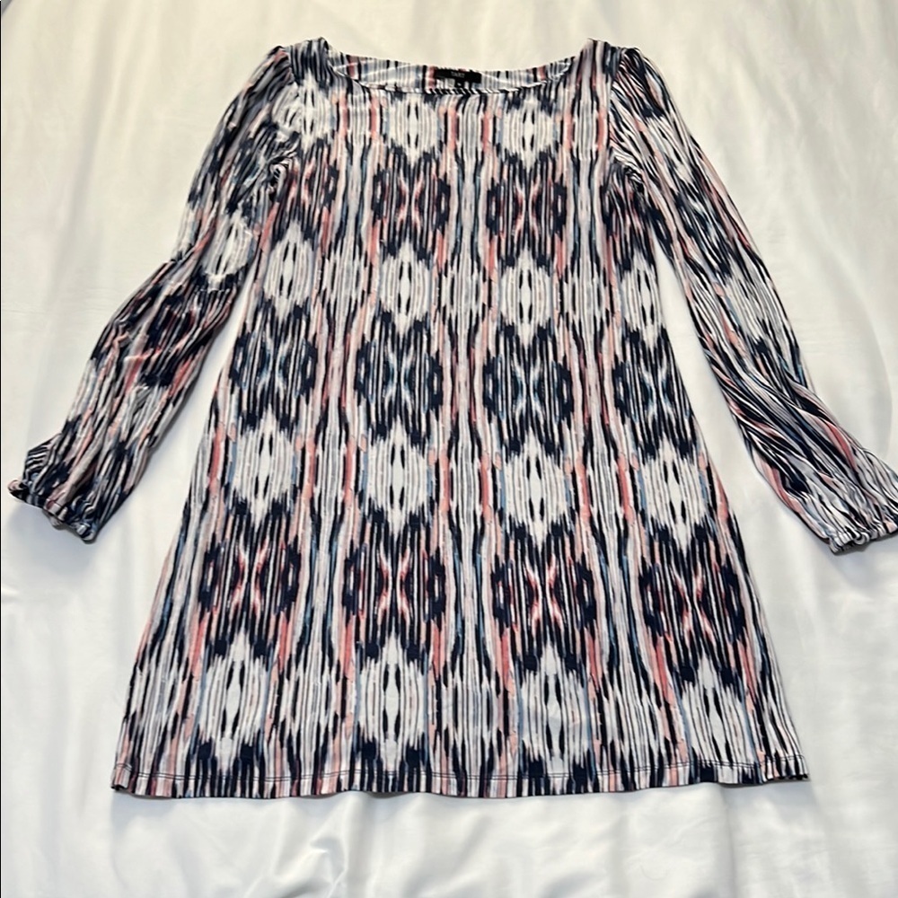 Tart Ikat Print Long Sleeve Dress with Built-in Shelf Bra